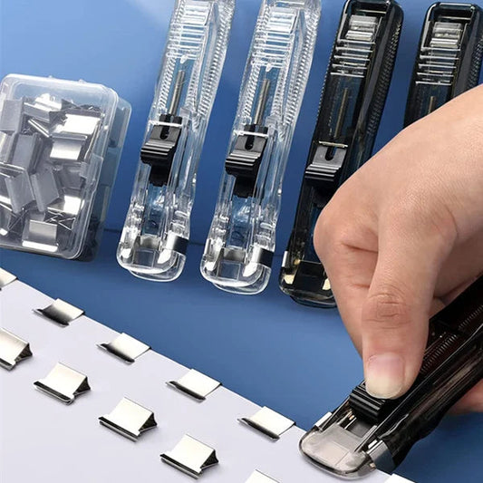 Reusable Creative Stapler (  1 STAPLER + 50 PIECES REUSEBALE CLIP BOX)