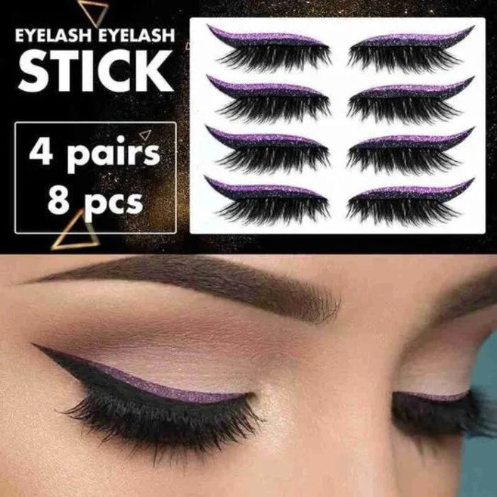 REUSABLE SELF-ADHESIVE EYELASH STICKERS WITH GLITTER (PAIR OF 4)