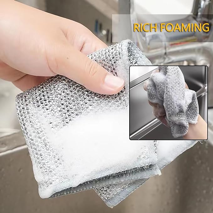 Multipurpose Wire Dishwashing Rags for Wet and Dry Reuseable