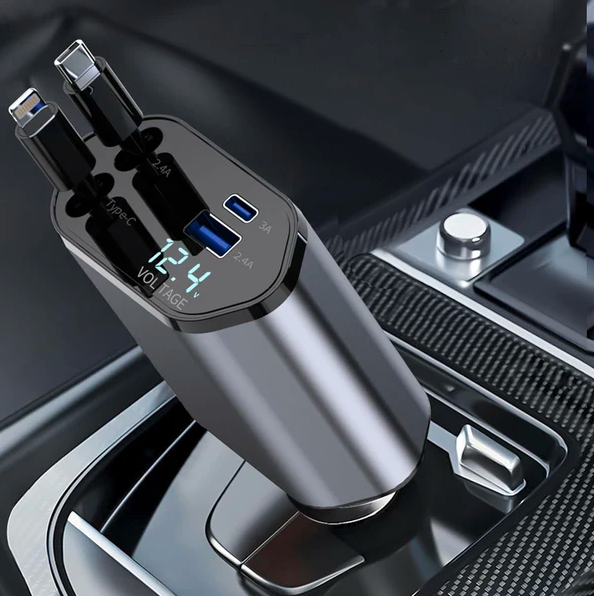 4-in-1 Retractable Car Mobile Charger