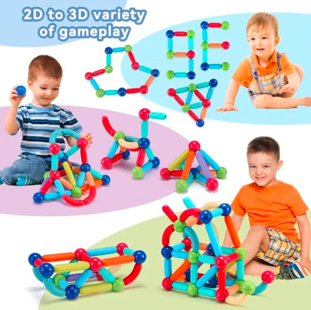 Magnetic Sticks Blocks Game (63 pcs)