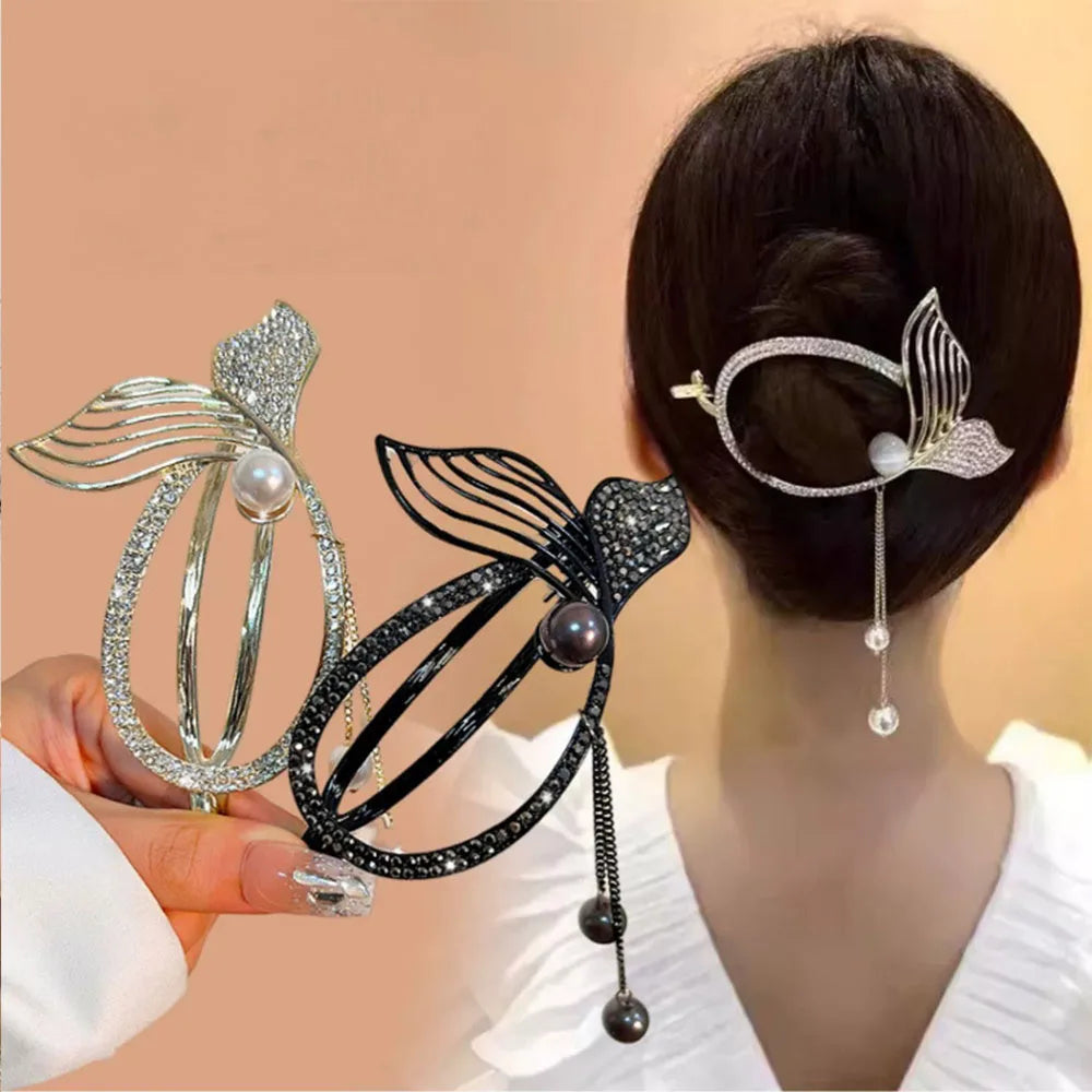 Elegant Pearl Tassel Hair Clip